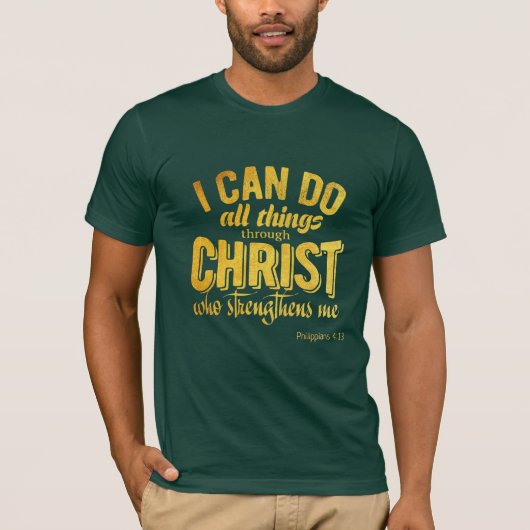Philipper 4:13 Gold Christlich T-Shirt (Vorderseite)