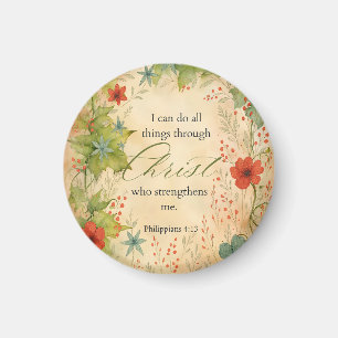 Philipper 4:13 Ich kann alles Vintage-Botanik Magnet