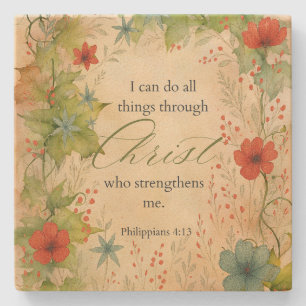 Philipper 4:13 Ich kann alles Vintage-Botanik Steinuntersetzer