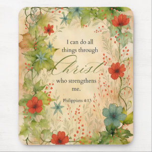 Philipper 4:13 Ich kann alles Vintage Botanisch Mousepad