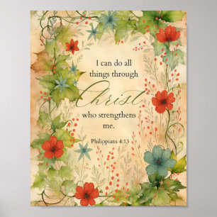 Philipper 4:13 Ich kann alles Vintage Botanisch Poster