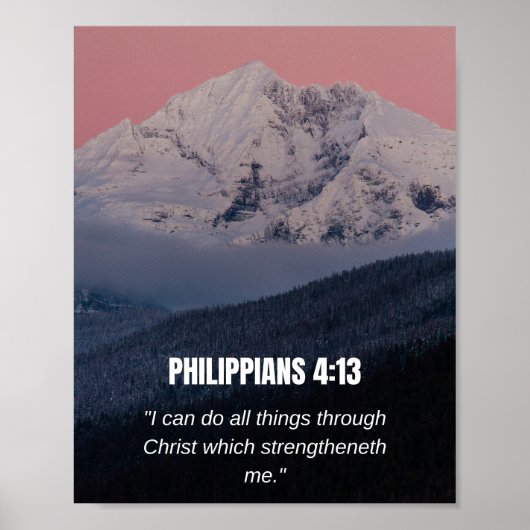 Philipper 4:13 KJV Bibelvers Berg & Wald Poster (Vorne)
