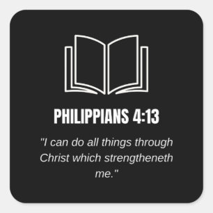 Philipper 4:13 Minimalistische Bibelvers KJV-Zitat Quadratischer Aufkleber