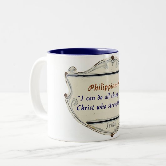Philipper 4:13 Schild Kaffeetasse (Vorderseite Links)