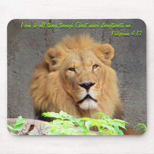 Philipper 4:13 und Männlicher Löwe Mauspad (Vorne)