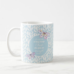 Philipper 4:13 Wasserfarben-Schmetterling-Tasse Kaffeetasse