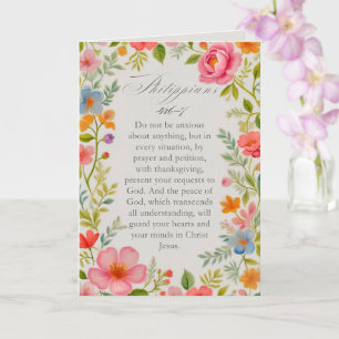Philipper 4:6–7 Bibelvers Floral Wasserfarbe  Karte