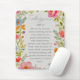 Philipper 4:6–7 Bibelvers Floral Wasserfarbe Mousepad