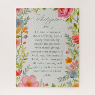 Philipper 4:6–7 Bibelvers Floral Wasserfarbe Puzzle