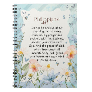 Philipper 4:6-7 Christliche Bibelstelle Wasserfarb Notizblock