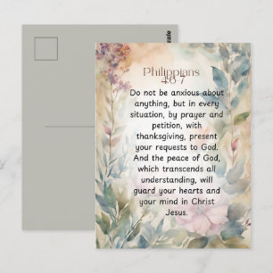Philipper 4:6-7 Christliche Bibelstelle Wasserfarb Postkarte