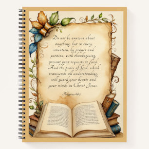 Philipper 4:6-7 Christliches Bibelvers-Kunstwerk Notizblock