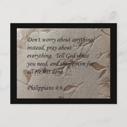 Philipper 4:6 Schrift Postkarte (Vorderseite)