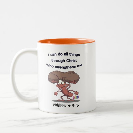 Philippian 4:13-Ich kann alles durch Christus tun Zweifarbige Tasse (Links)