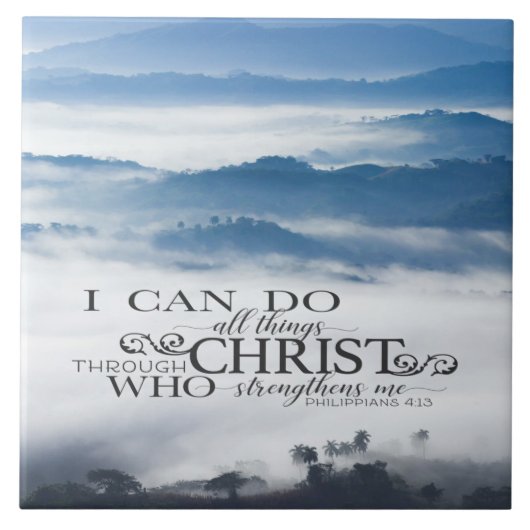 Philippianer 4:13 Alles durch die Christi-Bibel Fliese (Vorderseite)
