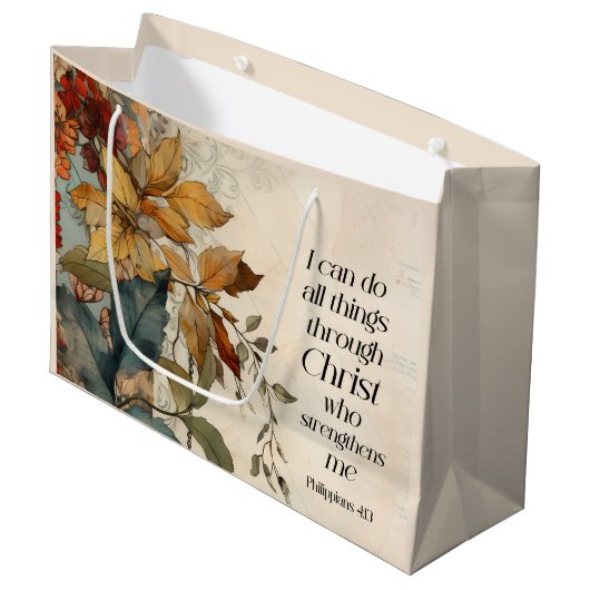 Philippianer 4:13 Alles durch die Christi-Bibel Große Geschenktüte (Vorderseite Schrägansicht)