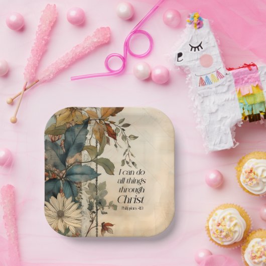 Philippianer 4:13 Alles durch die Christi-Bibel Pappteller (Party)