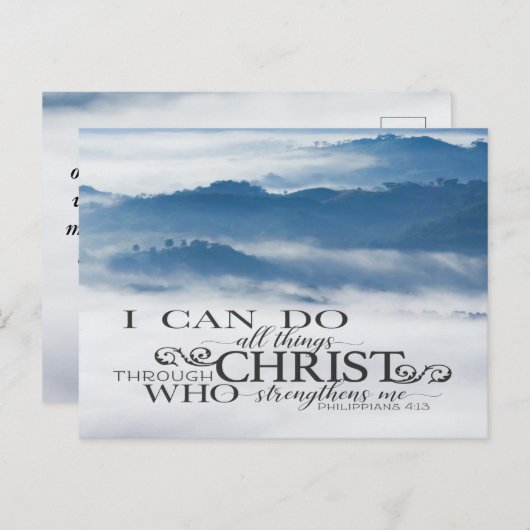 Philippianer 4:13 Alles durch die Christi-Bibel Postkarte (Vorne/Hinten)