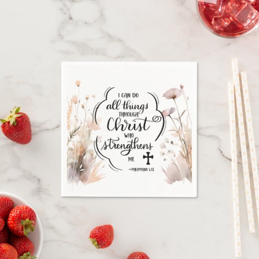 Philippianer 4:13 Alles durch die Christi-Bibel Serviette (Beispiel)