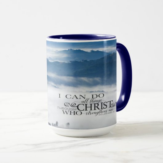 Philippianer 4:13 Alles durch die Christi-Bibel Tasse (VorderseiteRechts)