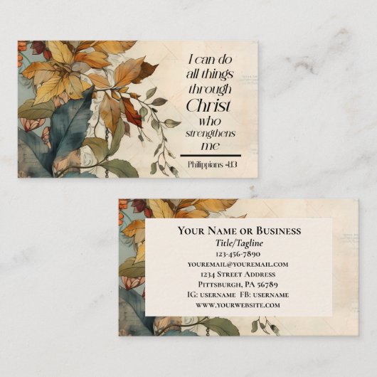 Philippianer 4:13 Alles durch die Christi-Bibel Visitenkarte (Vorne/Hinten)