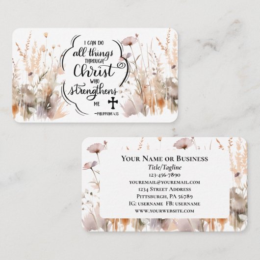 Philippianer 4:13 Alles durch die Christi-Bibel Visitenkarte (Vorne/Hinten)