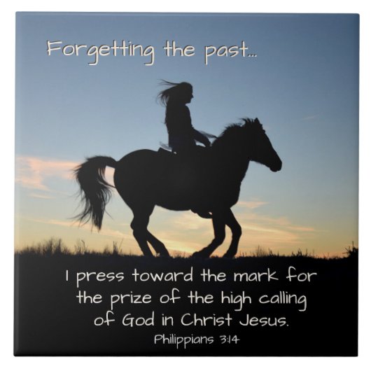 Philippians 3:13-14 I press toward the mark, Horse Fliese (Vorderseite)