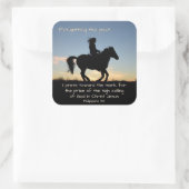 Philippians 3:13-14 I press toward the mark, Horse Quadratischer Aufkleber (Tasche)