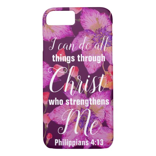 Philippians-4:13 Bibel-Vers mit Blumen Case-Mate iPhone Hülle (Rückseite)