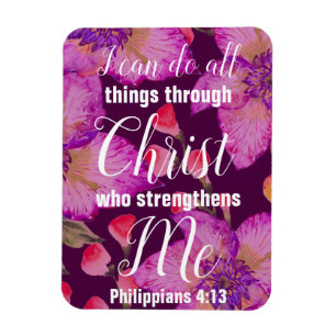 Philippians-4:13 Bibel-Vers mit Blumen Magnet