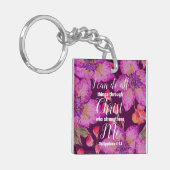 Philippians-4:13 Bibel-Vers mit Blumen Schlüsselanhänger (Vorderseite links)