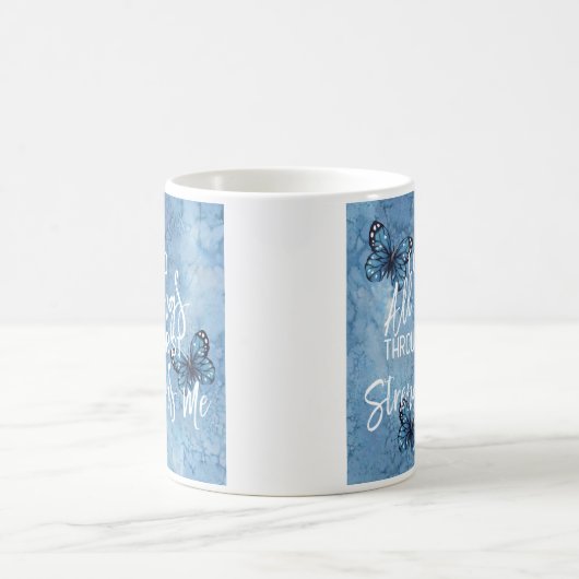 Philippians-4:13 Blau-Blumenmuster Kaffeetasse (Mittel)