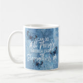 Philippians-4:13 Blau-Blumenmuster Kaffeetasse (Links)