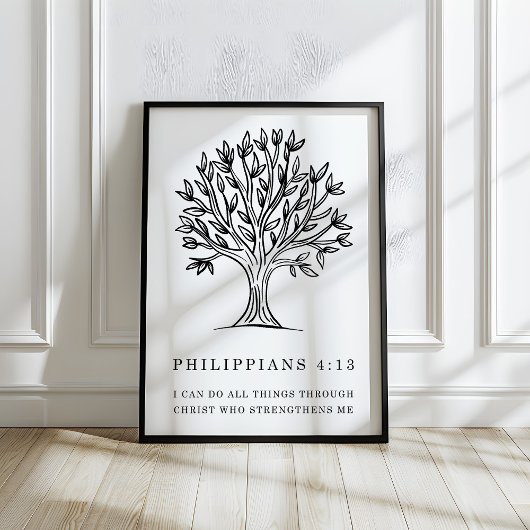 Philippians 4:13 Christian Bible Verse Art Poster