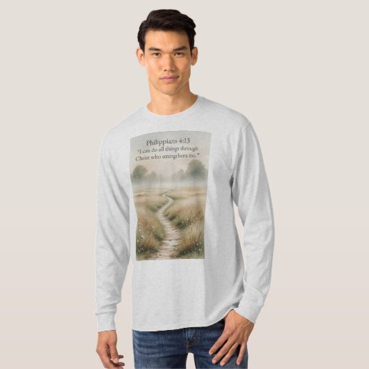 Philippians 4:13 Christian Men's Long Sleeve Tee (Vorne ganz)