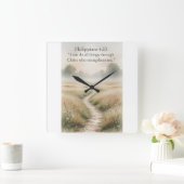 Philippians 4:13 Christian Square Wall Clock Quadratische Wanduhr (Zuhause)