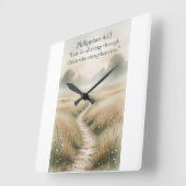 Philippians 4:13 Christian Square Wall Clock Quadratische Wanduhr (Winkel)