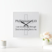 Philippians 4:13 Christian Square Wall Clock Quadratische Wanduhr (Zuhause)