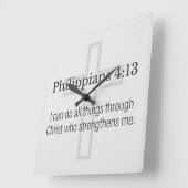 Philippians 4:13 Christian Square Wall Clock Quadratische Wanduhr (Winkel)