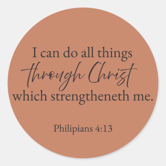 Philippians 4:13 Christian Sticker (Vorderseite)