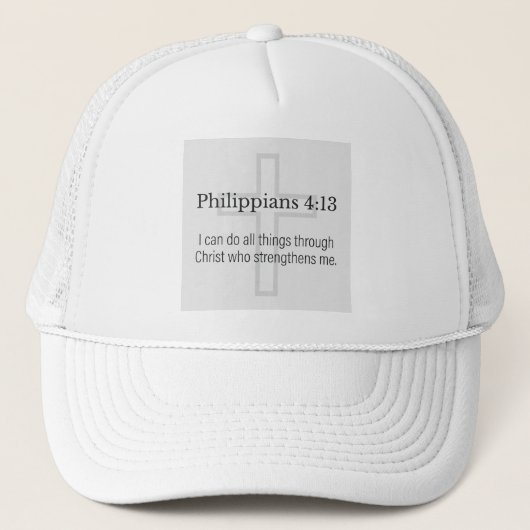 Philippians 4:13 Christian Trucker Hat Truckerkappe (Vorderseite)