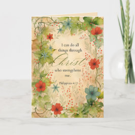 Philippians 4:13 I Can Do All Things Vintage Botan Karte