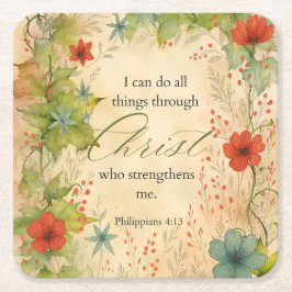 Philippians 4:13 I Can Do All Things Vintage Botan Rechteckiger Pappuntersetzer