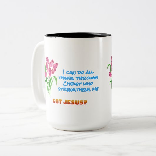 Philippians 4:13 Mug Zweifarbige Tasse (Vorderseite Links)