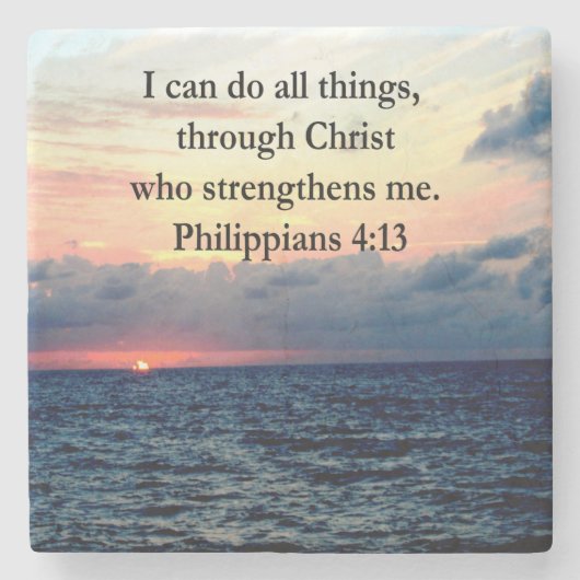 PHILIPPIANS 4:13 SONNENDESIGN STEINUNTERSETZER (Vorderseite)