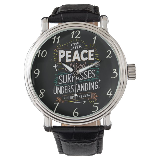 Philippians 4:7 Peace Understanding Faith Armbanduhr (Vorderseite)
