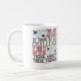 Philippians-4:8 Handbeschriftungs-Tasse Kaffeetasse