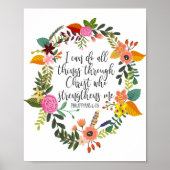 Philippians Bibelschrift Verse Feminine Floral Poster (Vorne)