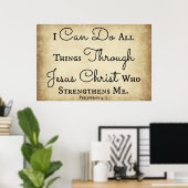 Philippians Bibelverse Ich kann alles tun Poster (Heimbüro)