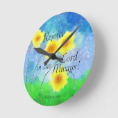 Philippians Scripture, Rejoice in the Lord Always Runde Wanduhr (Winkel)